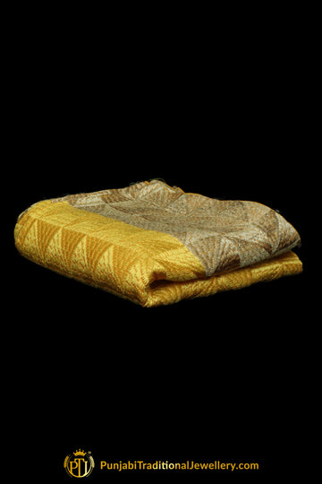 Yellow Color Pure Phulkari Dupatta By Punjabi Traditional Jewellery